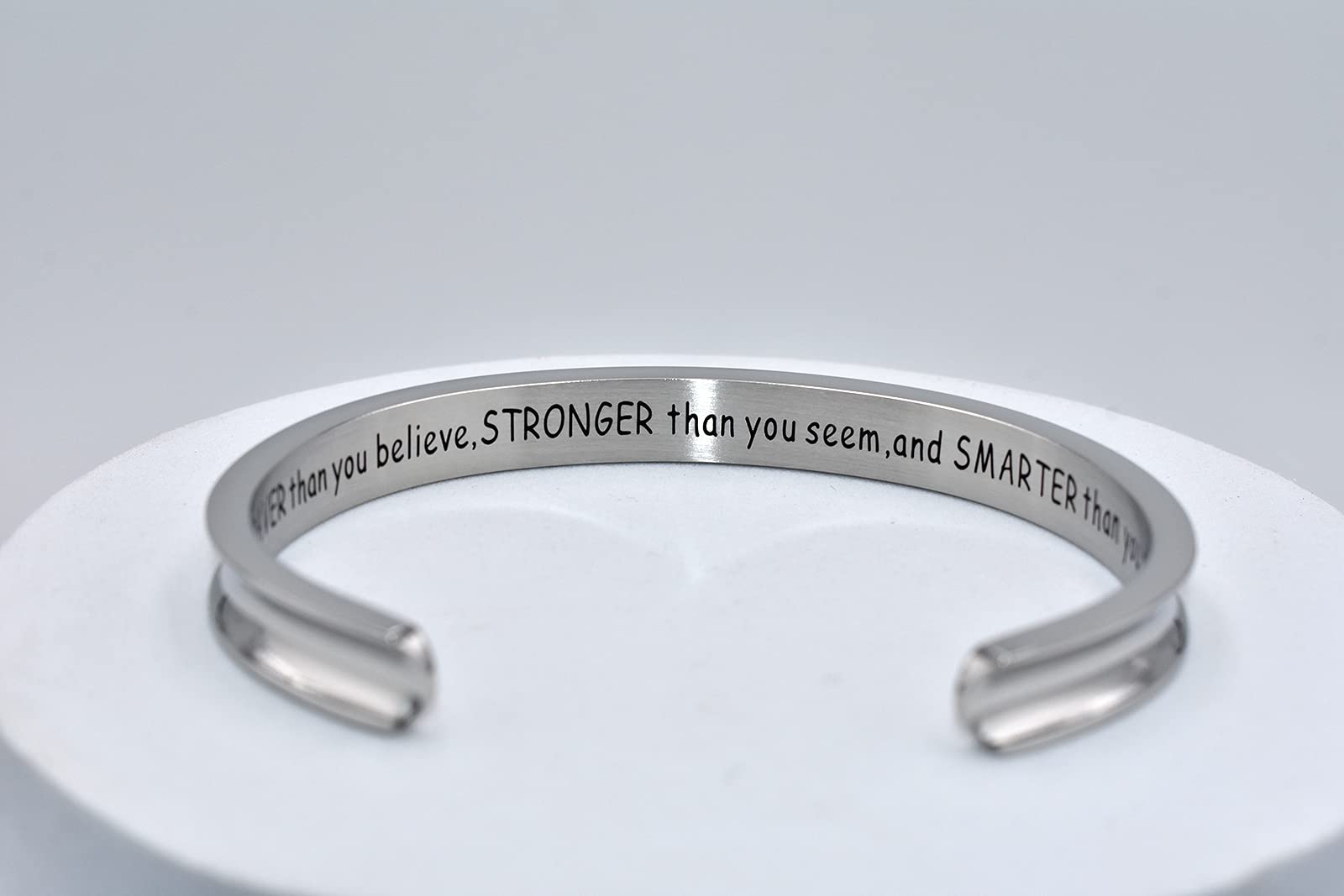 Inspirational Cuff Bracelets for Women - Stainless Steel Motivational Bangle Jewelry - Perfect Gift for Birthday, Graduation, Back to School - Wear Daily for Confidence Boost & Positive Vibes