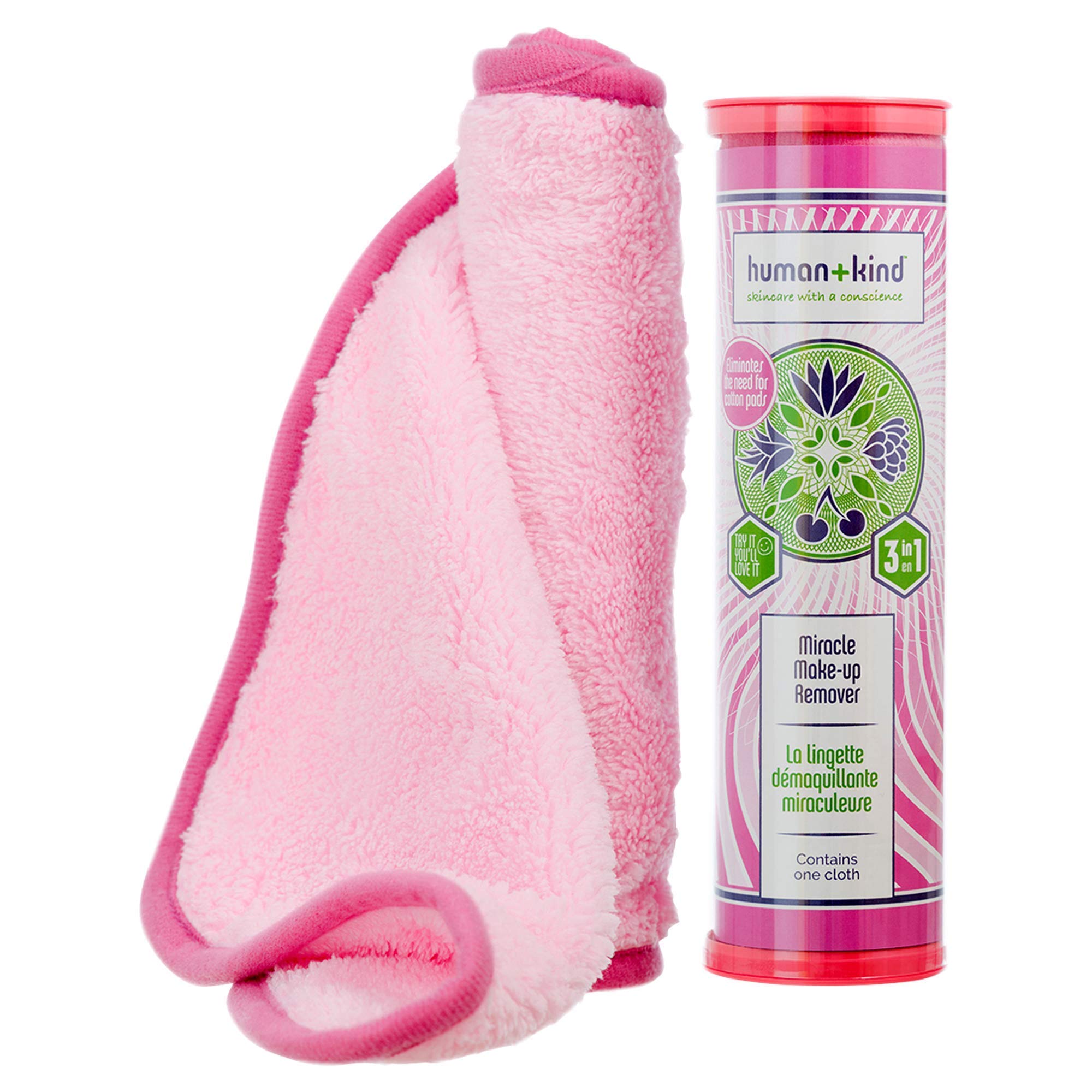 Human+Kind Miracle Makeup Remover Cloth - Super Soft Reusable 3-in-1 Cleansing Towel for Waterproof Mascara & Stubborn Makeup | Eco-Friendly Alternative to Cotton Pads | Perfect for Travel, Daily Skincare & Quick Makeup Removal