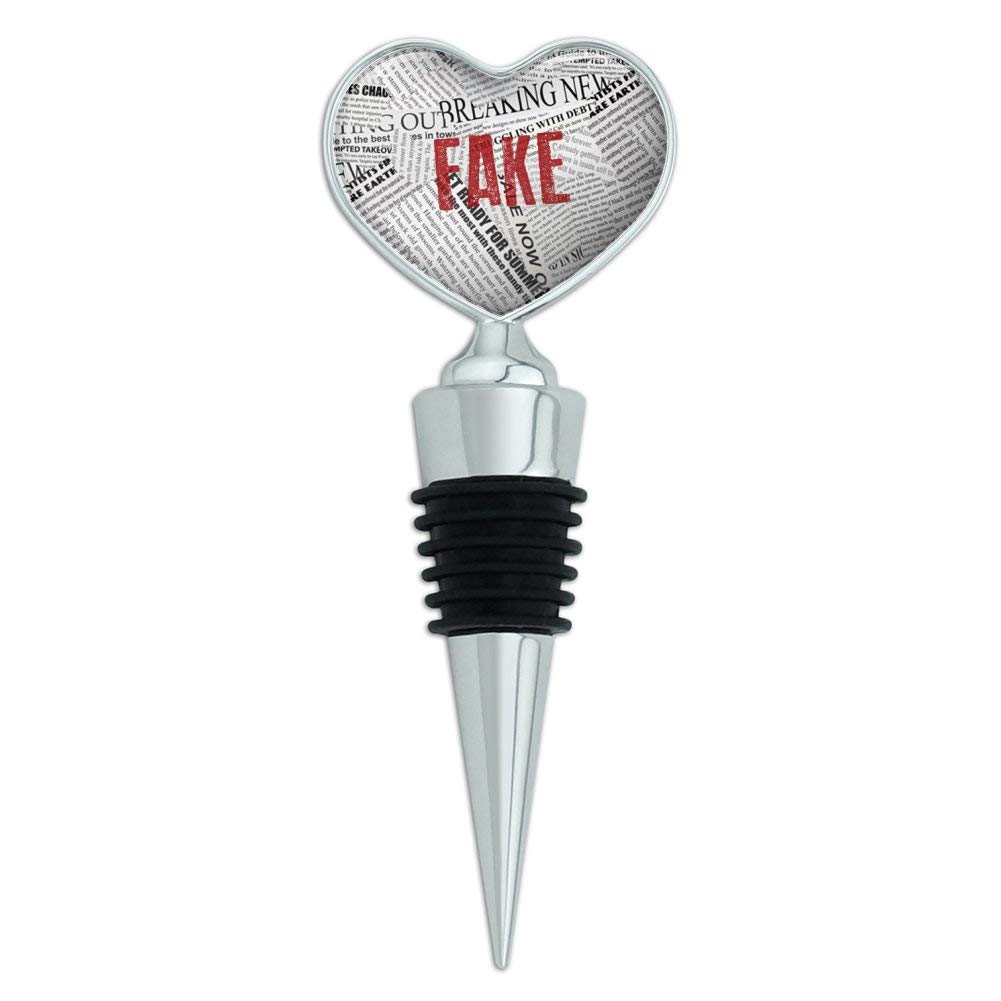 Donald Trump Fake News Heart Love Wine Bottle Stopper - Funny Novelty Gift for Political Enthusiasts - Perfect for Parties, Gag Gifts & Wine Lovers
