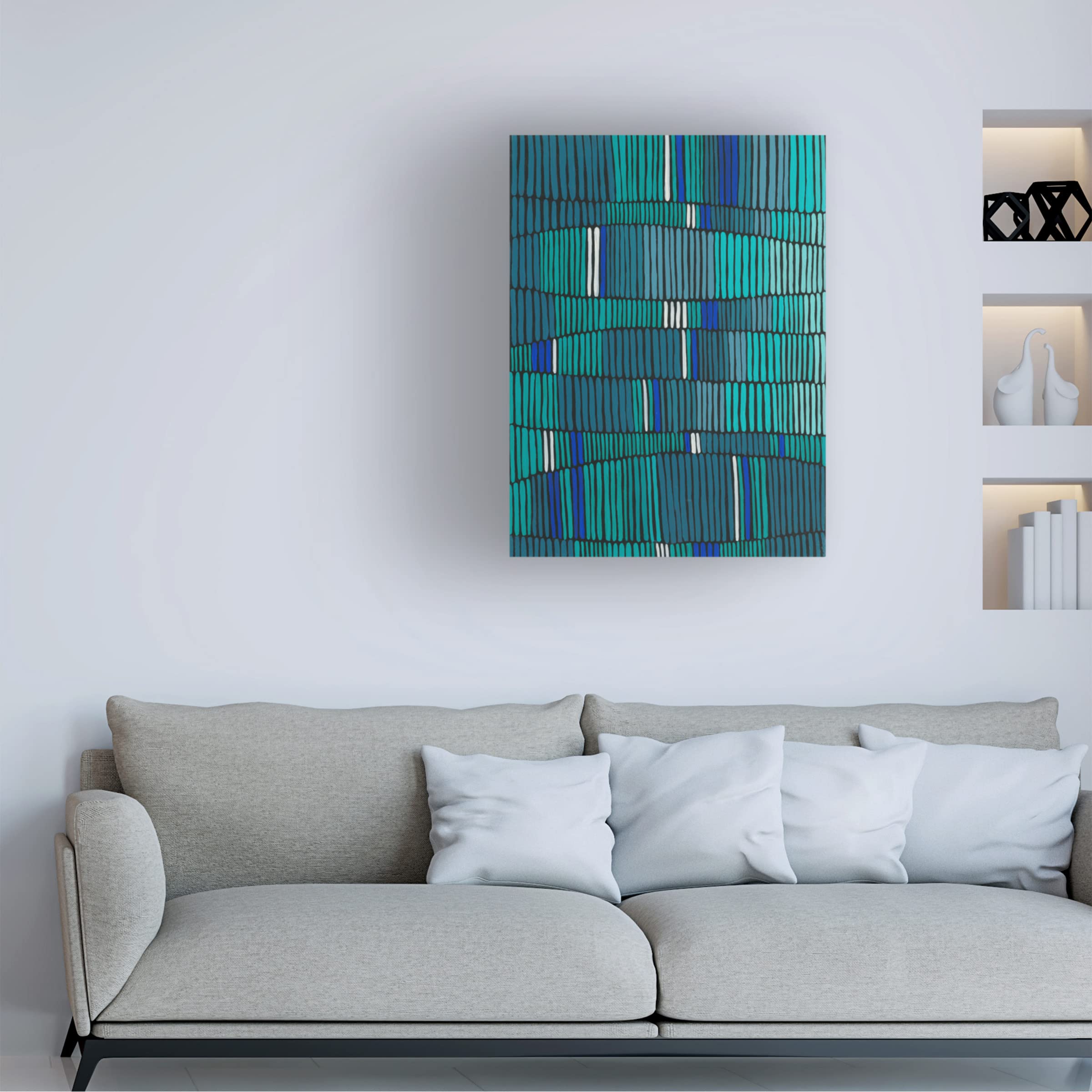 Trademark Fine Art 'Teal Tribal II' Canvas Wall Art by Regina Moore - Modern Abstract Painting for Living Room, Bedroom & Office Decor