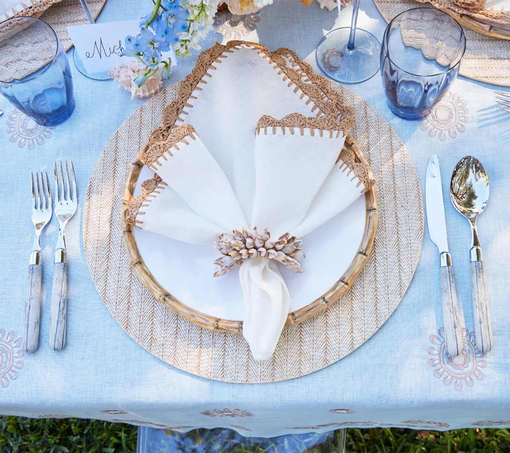 Ivory & Brown Shell Fringe Napkin Rings - Set of 4 for Elegant Table Settings, Beach Weddings & Coastal Dining Decor