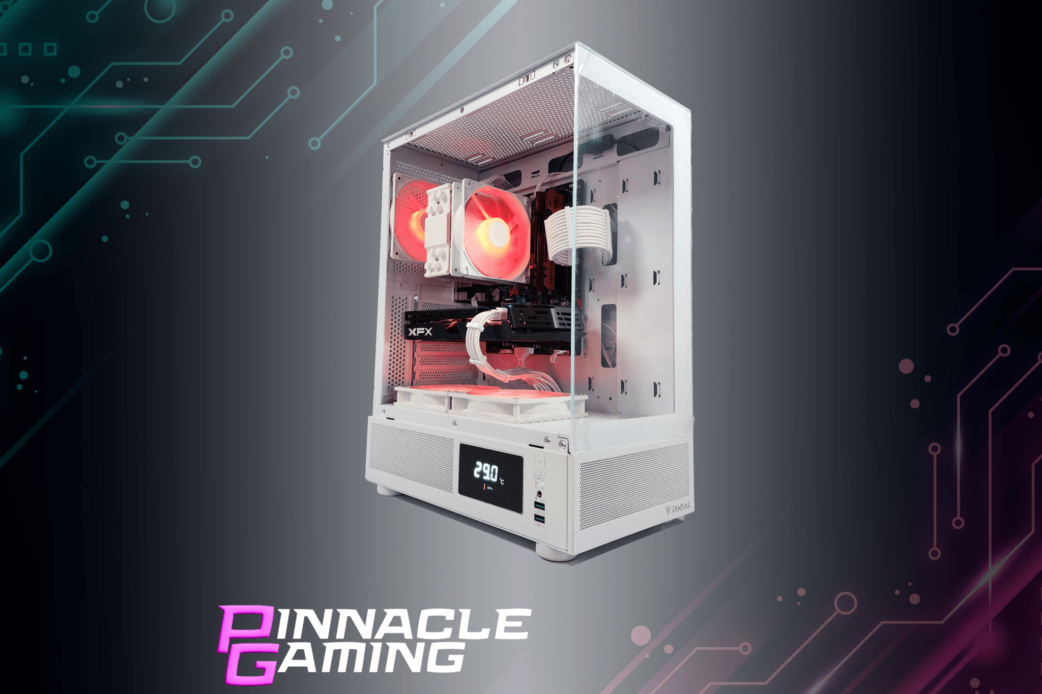 Custom Gaming PC with AMD Ryzen 7, RX 580 8GB GPU, 500GB SSD, 8GB DDR4 RAM - White RGB Desktop Computer for Esports, Streaming & 4K Gaming