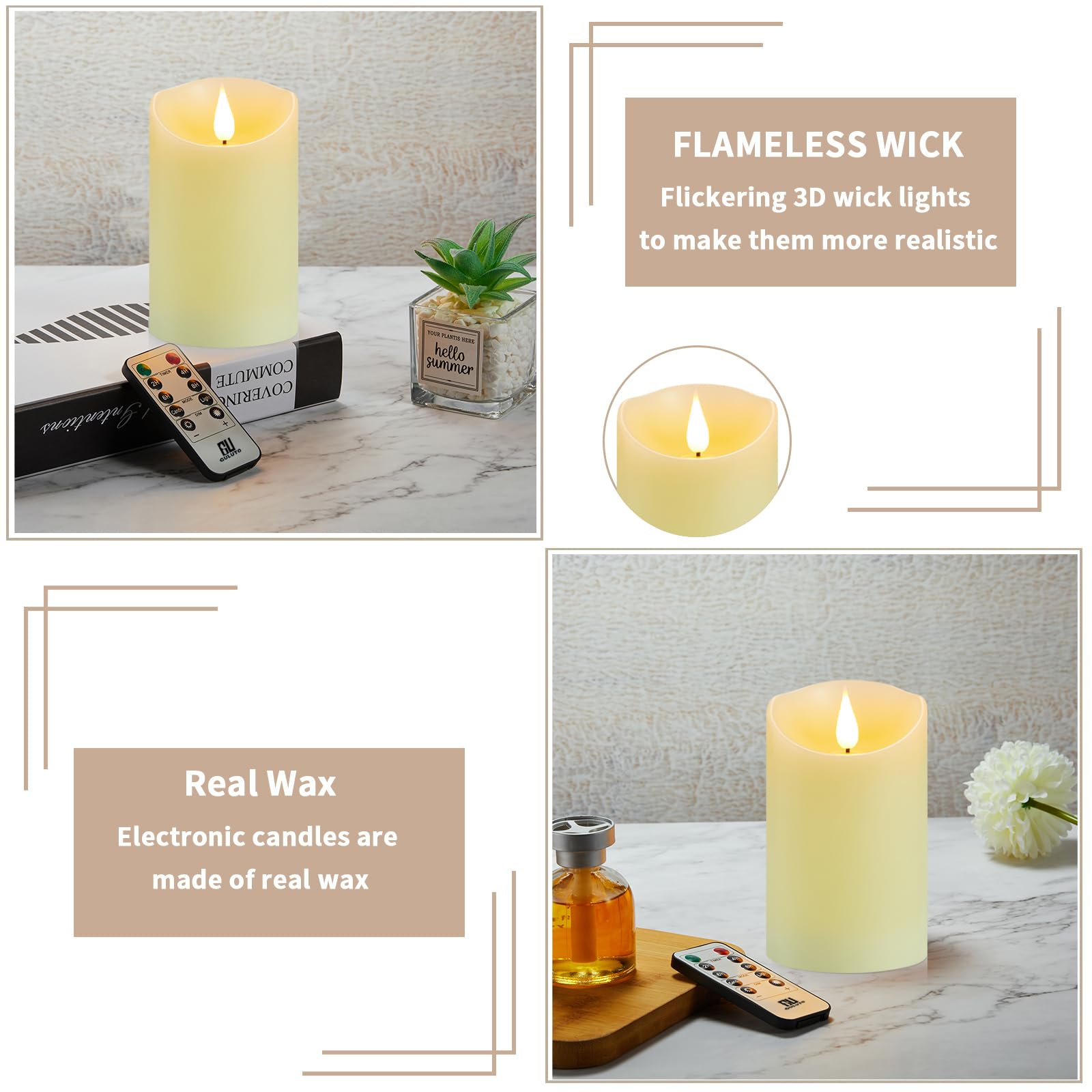 Rechargeable LED Candles with Remote - Flameless Pillar Candles for Home Decor, Weddings & Holidays