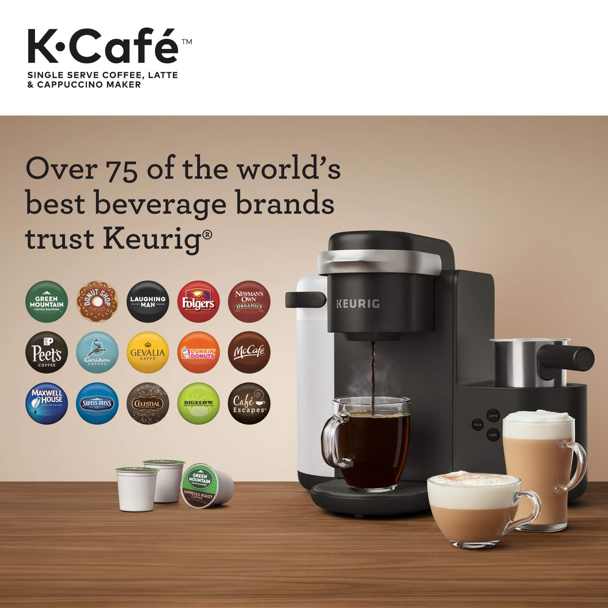 Keurig K-Café Single Serve & Carafe Coffee Maker with 32 Illy Coffee Intenso Dark Roast K-Cup Pods - Perfect for Home, Office & Entertaining