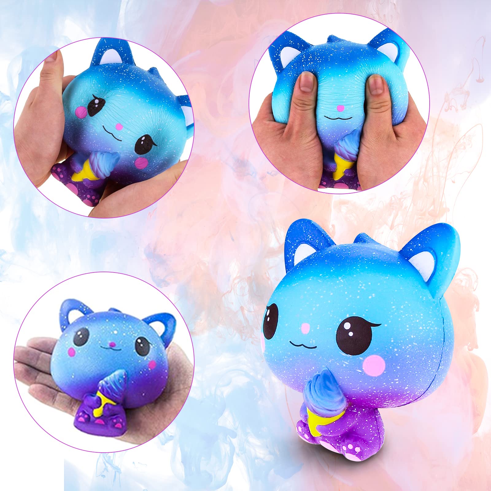 Squishy Stress Relief Toys for Kids & Adults - Galaxy Jumbo Perfumed Squishies Pack with Deer Panda Unicorn - Perfect for Relaxation & Play