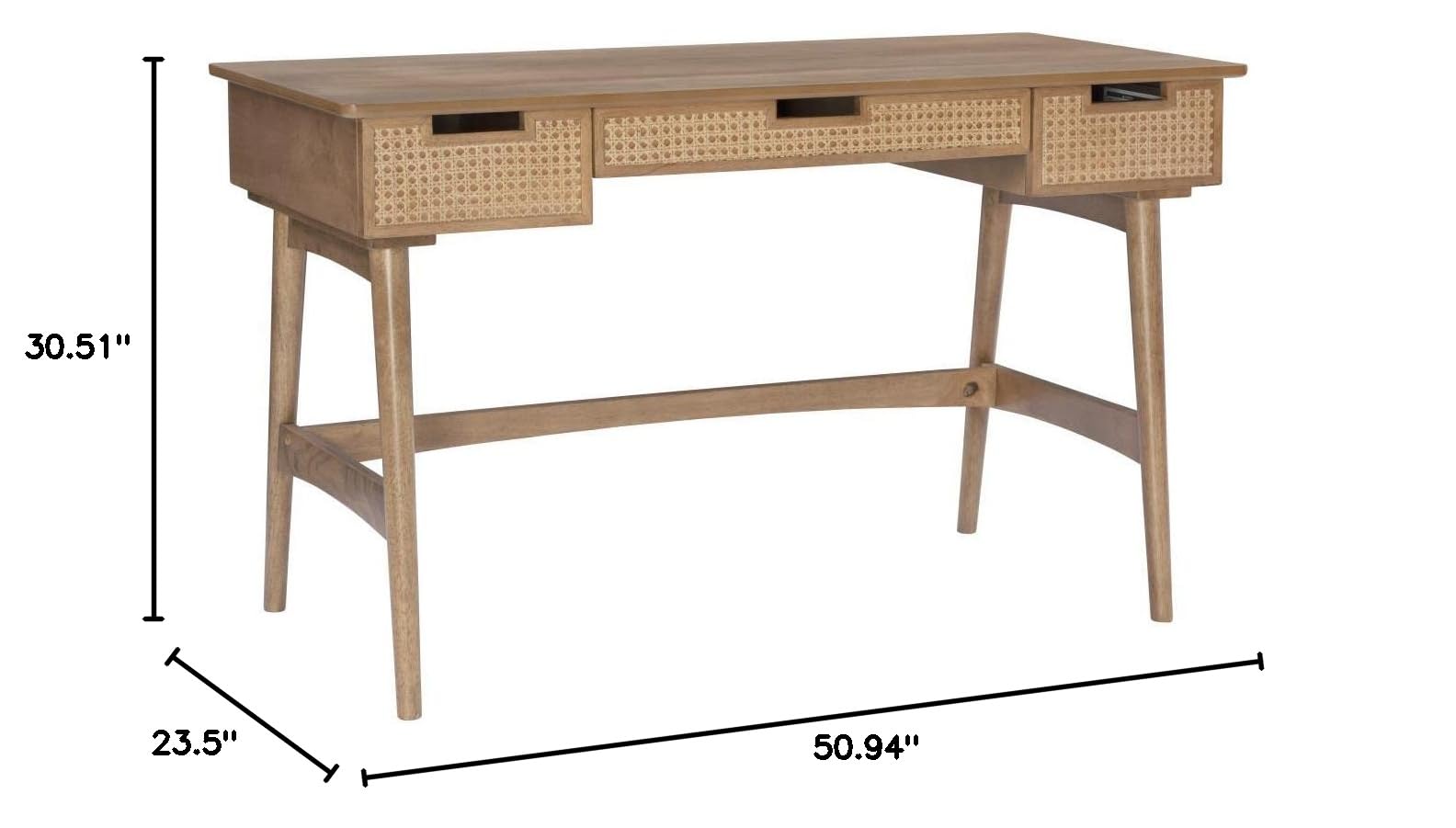 Linon Ryker Rattan Desk - Stylish & Durable Woven Rattan Writing Desk for Home Office, Study, or Dorm Room - Perfect for Small Spaces & Boho Decor