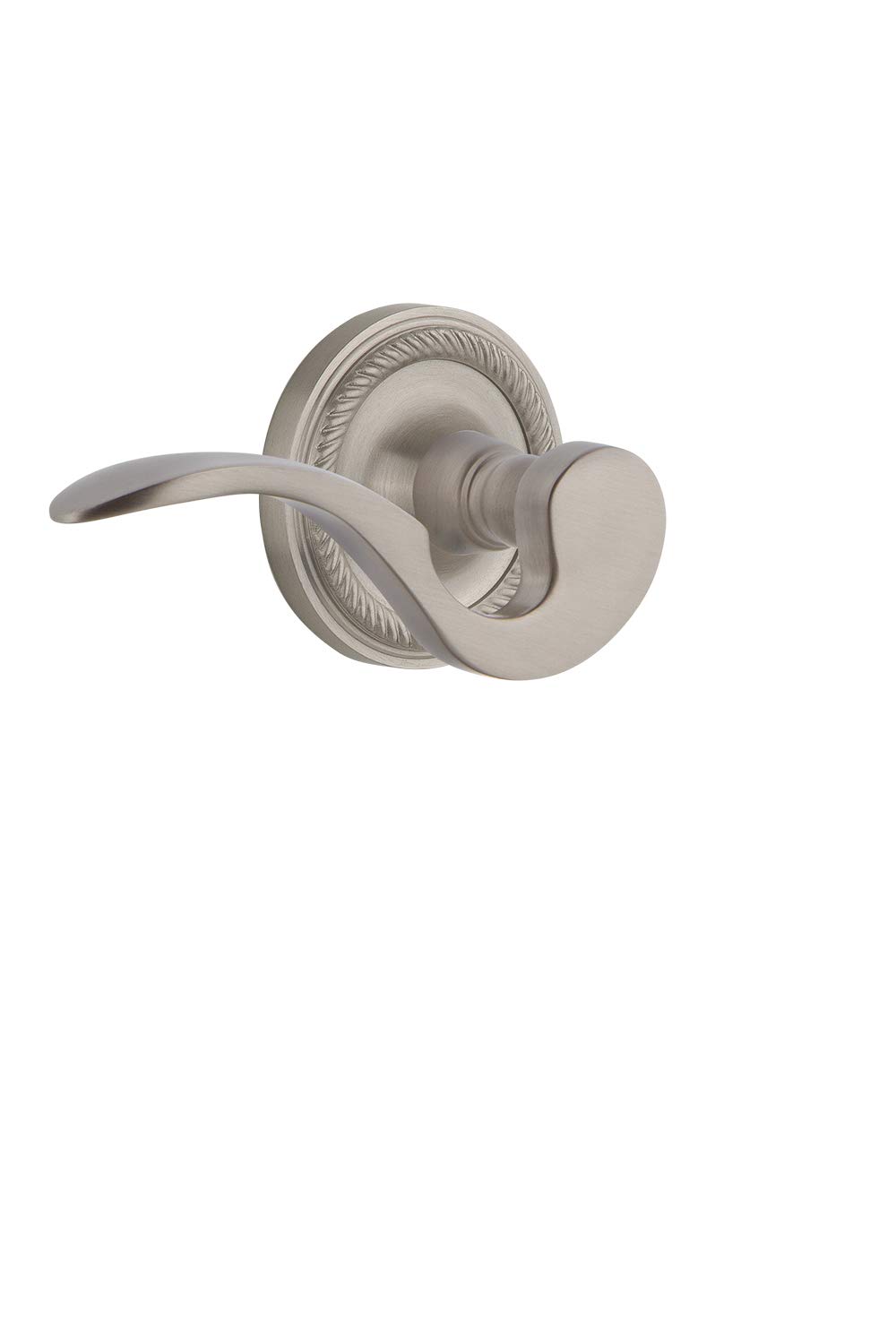 Nostalgic Warehouse Satin Nickel Rope Rose Privacy Manor Lever - Vintage Style Door Handle for Bedroom, Bathroom & Interior Doors