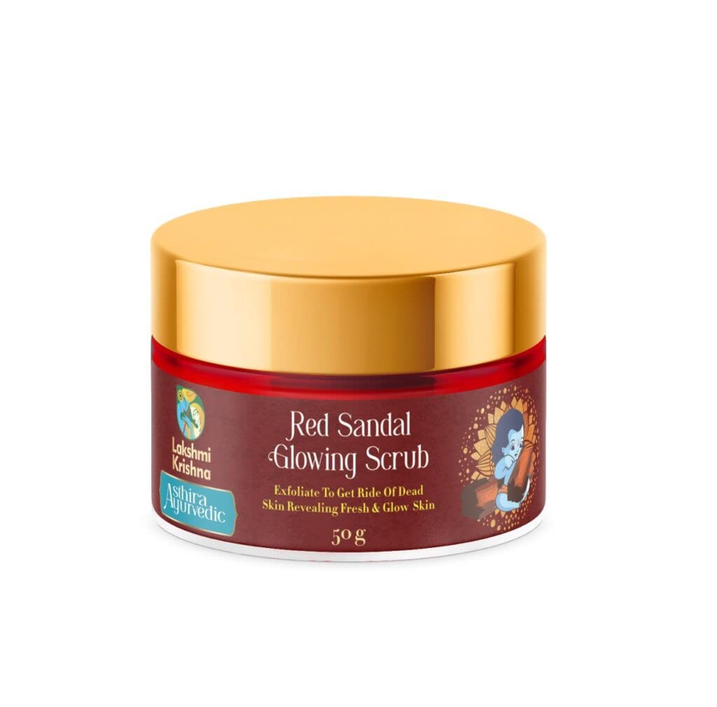 Lakshmi Krishna Red Sandalwood Glow Kit - Face Pack, Scrub, Gel & Wash for Radiant Glowing Skin | Hydrating, Dark Spot Reduction, Anti-Aging | Perfect for Daily Skincare & Bridal Beauty Routine