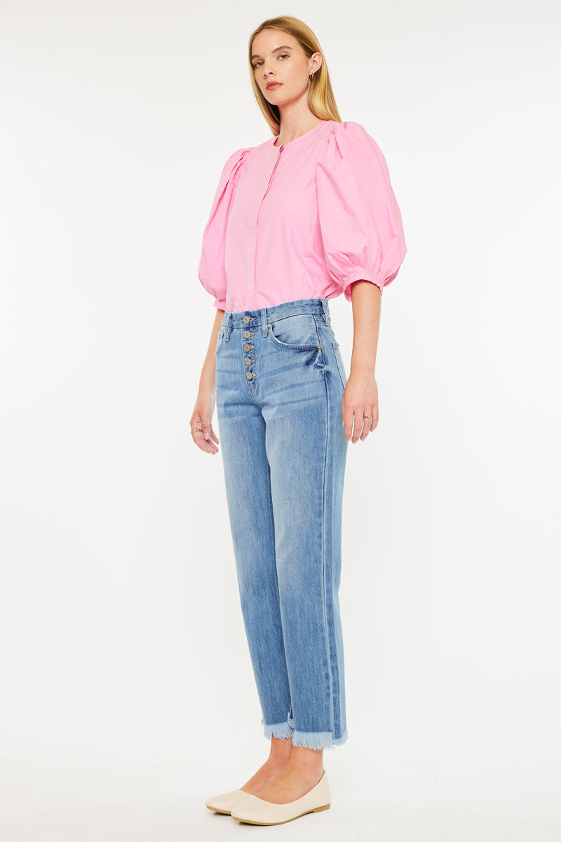 Taurus High Rise Straight Leg Jeans for Women - Stretchy Denim Pants, Comfortable & Flattering Fit - Perfect for Casual Wear, Office & Date Nights