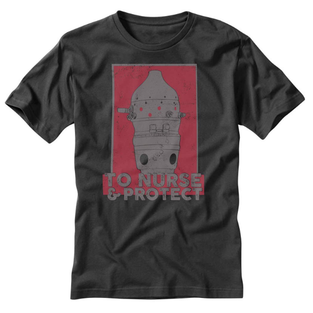 Star Wars The Mandalorian Black T-Shirt for Fans - Nurse & Protect Design - Perfect for Cosplay, Gifts, and Everyday Wear