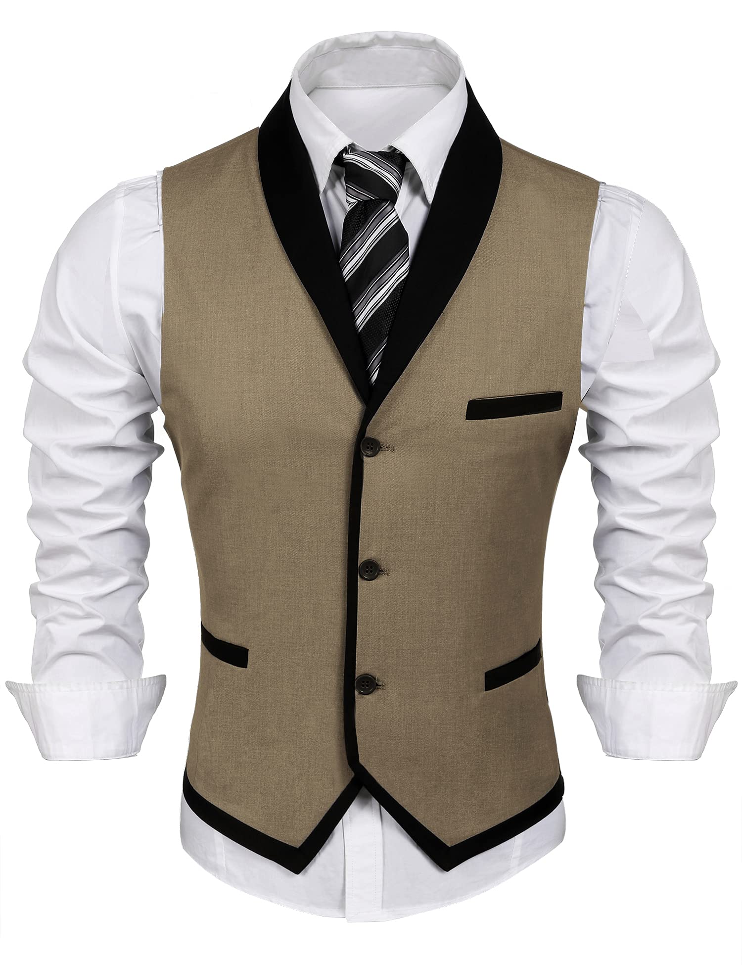 COOFANDY Men's Slim Fit Suit Vest - Formal Business Blazer Waistcoat for Wedding, Office & Special Occasions | Stylish Casual Dress Vest for Men