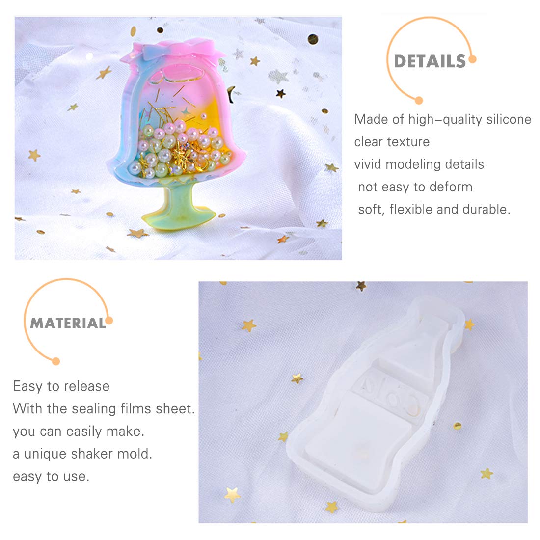 FineInno 10 Pcs Epoxy Resin Shaker Molds for Jewelry Making - DIY Pendant, Charms & Craft Supplies with 5 Resin Shaker Films - Perfect for Handmade Jewelry, Resin Art Projects & Unique Gifts