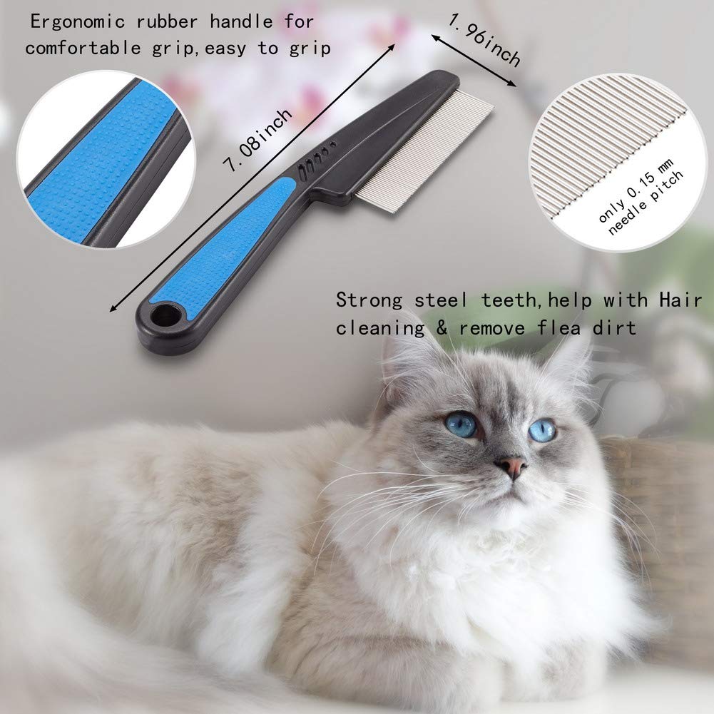 Laiannwell Cat Comb - Pet Grooming Brush for Hair Removal & Massage, Detangles Matted Fur for Cats, Dogs & Rabbits | Perfect for Long & Short Hair | Home Grooming & Professional Use
