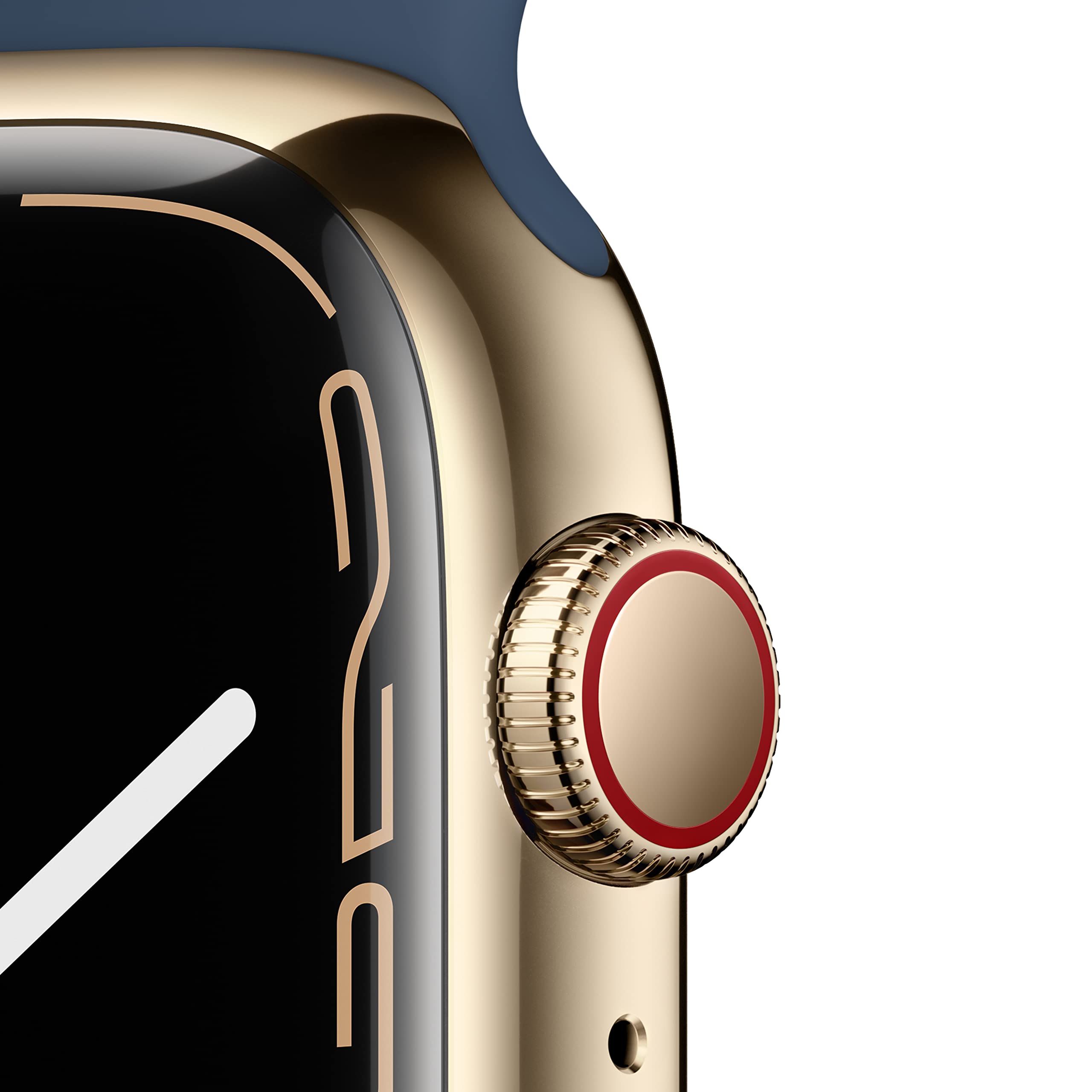 Apple Watch Series 7 GPS + Cellular 45mm Gold Stainless Steel Case with Abyss Blue Sport Band - Renewed Smartwatch for Fitness Tracking, Calls & Notifications | Perfect for Workouts, Swimming & Everyday Use