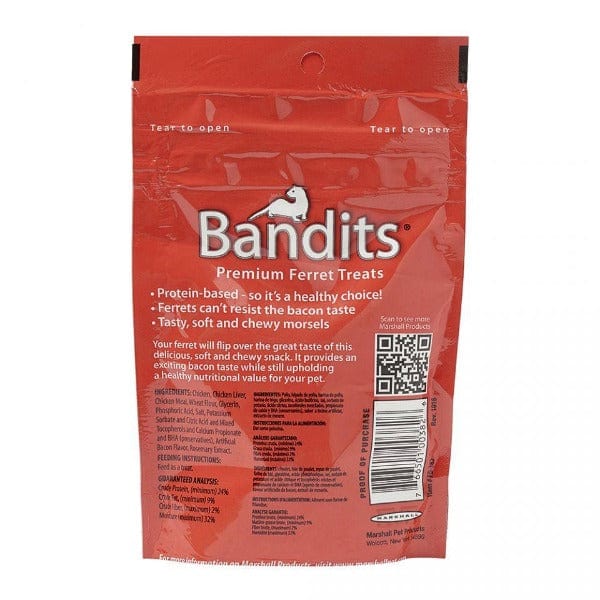 Premium Ferret Treats - Marshall Bandits Bacon Flavor | Healthy Snacks for Ferrets | Perfect for Training & Rewarding Your Pet Ferret