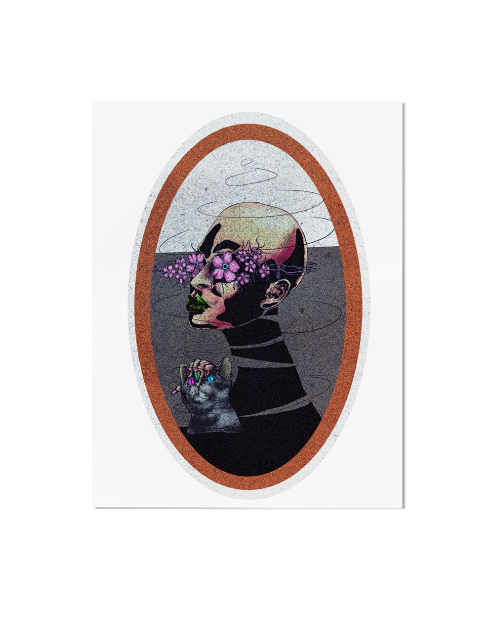 Flower Eyes & Cat Art Print - 8x10 Inch Wall Decor for Home, Office & Gifts - Perfect for Living Room, Bedroom & Nursery Decor