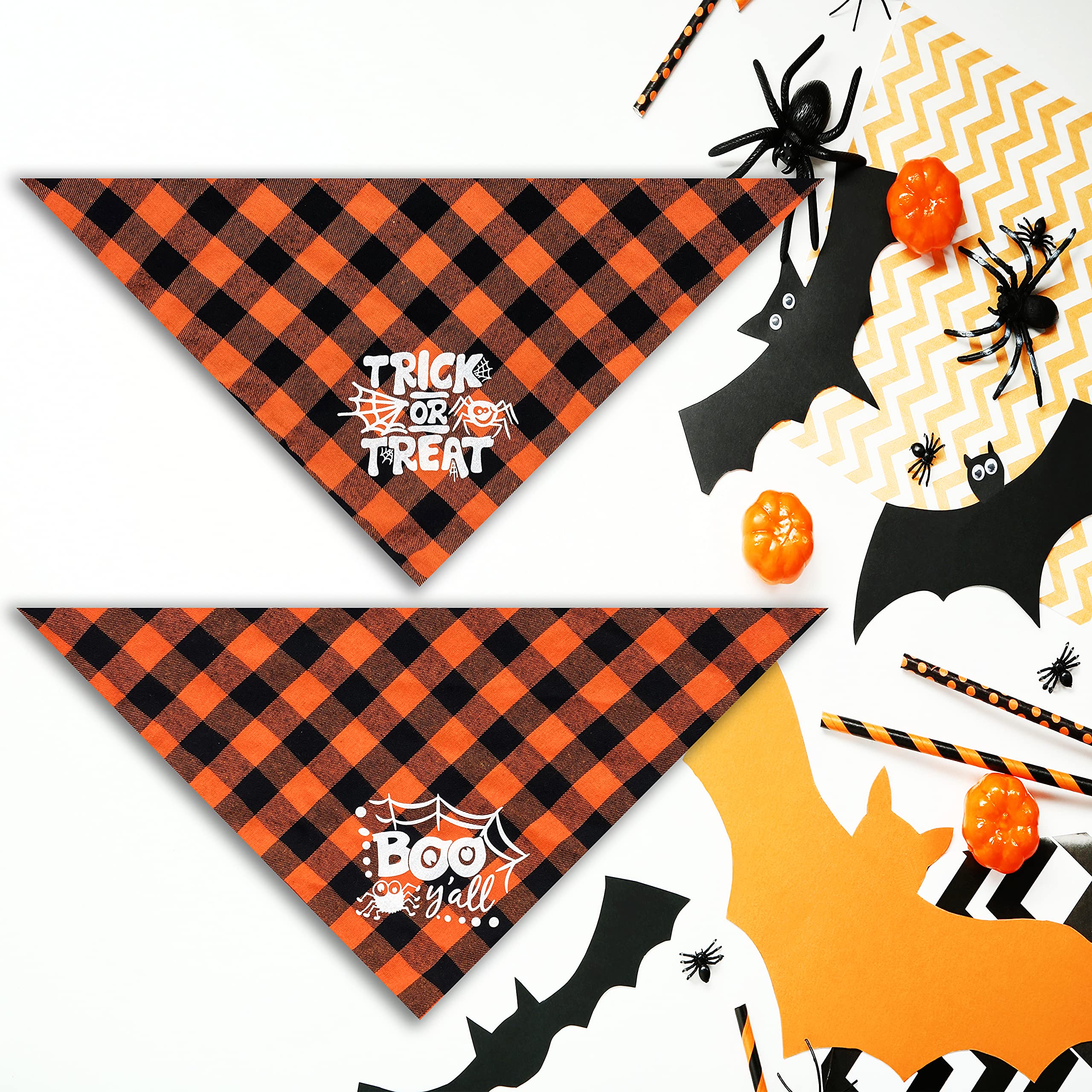 2 Pack Halloween Dog Bandana for Small Dogs & Cats - Cute Holiday Pet Bandanas for Puppies & Kittens (Small Size) - Perfect for Halloween Costumes, Pet Parties & Photo Shoots
