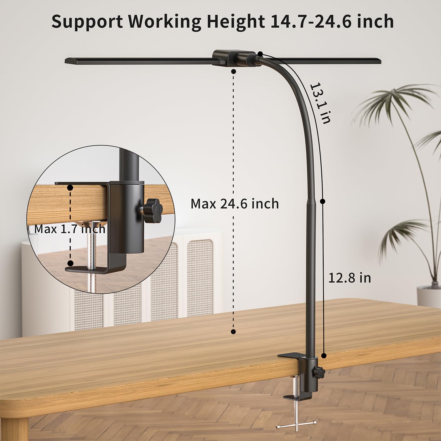 KableRika Dual Head LED Desk Lamp with Clamp - Adjustable Architect Light with Remote Control, Eye-Caring Task Lighting for Office, Home, Study & Reading - Perfect for Computer Workstations, Craft Tables & Nighttime Reading