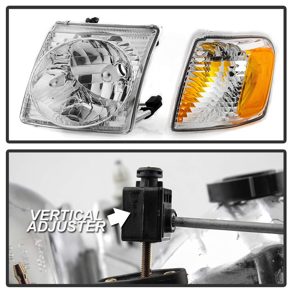 ACANII - 2001-2005 Ford Explorer Sport Trac Replacement Headlights & Corner Signal Lamps - 4PC Set (Left & Right) - Perfect for Night Driving & Off-Road Adventures
