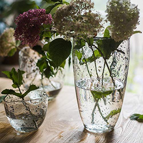 RusticReach Clear Art Glass Vase - Handcrafted Modern Home Decor for Flowers, Centerpieces & Wedding Decorations - Perfect for Living Room, Dining Table & Event Styling