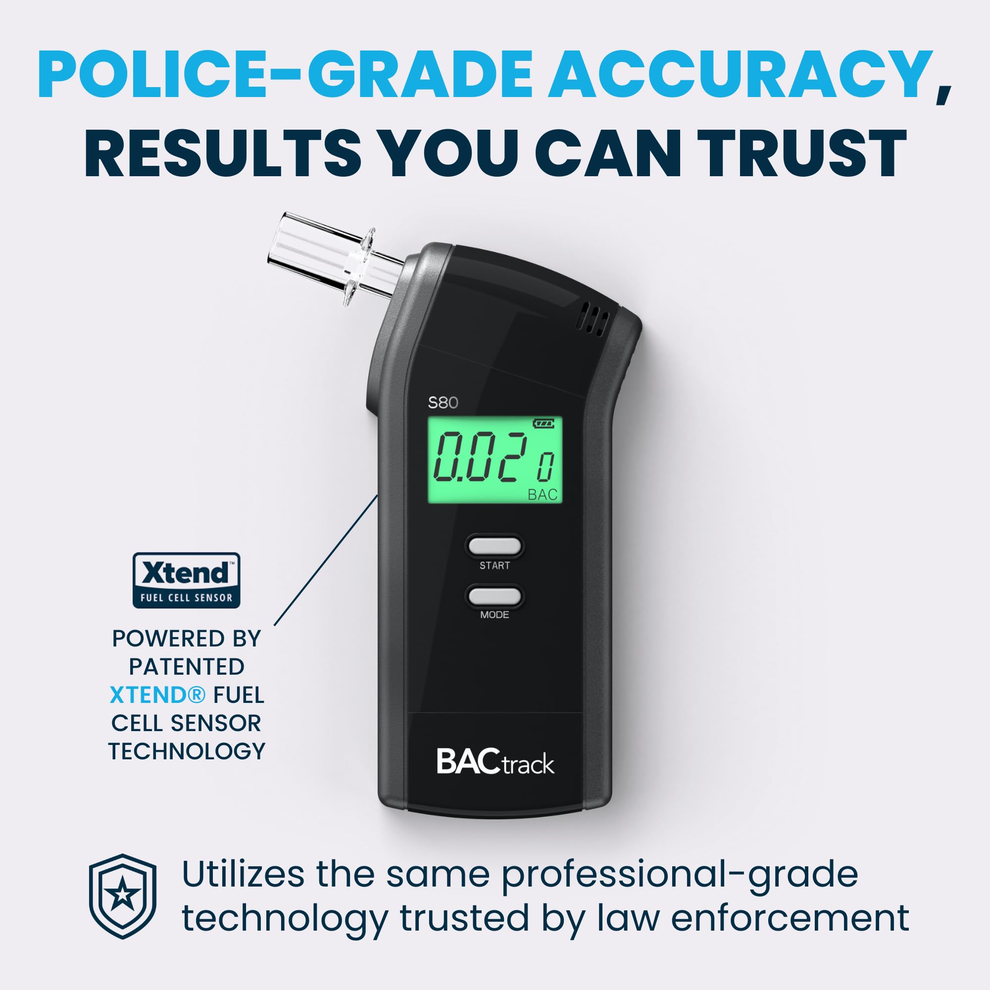 BACtrack S80 Professional Breathalyzer with 20 Mouthpieces - High Accuracy Alcohol Tester for Personal & Workplace Safety, Law Enforcement, and Responsible Drinking Monitoring