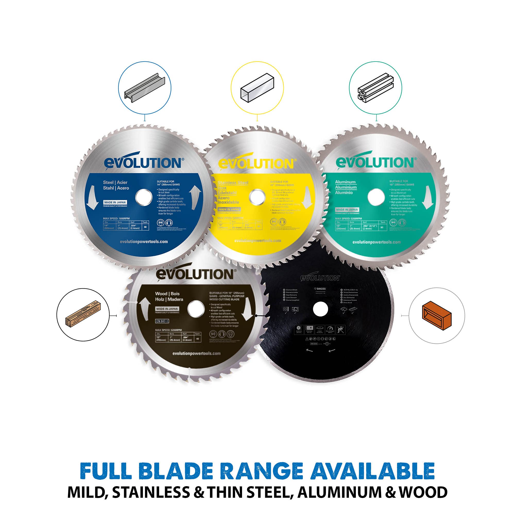 Evolution Power Tools 10-Inch TCT Saw Blade - Professional 52-Tooth Blade for Cutting Mild Steel & Ferrous Metal (1-Inch Arbor) - Perfect for Table Saw Accessories & Woodworking Projects - One Per Pack