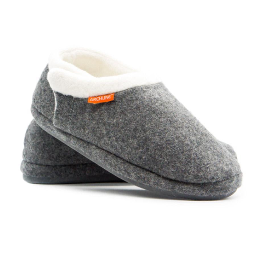 Archline Orthotic Slippers for Men & Women - Grey Closed-Toe Comfort House Shoes for Plantar Fasciitis Relief - Perfect for Indoor Use, Relaxation & Post-Surgery Recovery