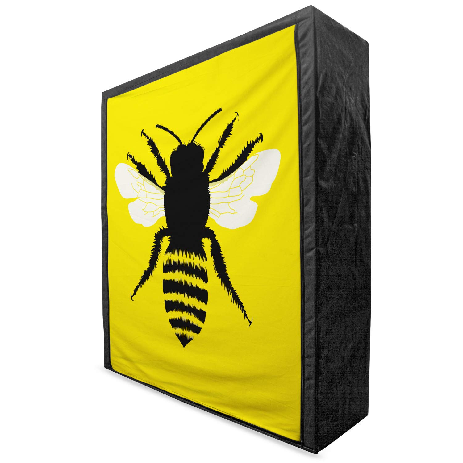 Ambesonne Queen Bee Portable Fabric Wardrobe - Honeybee Silhouette with Striped Design & Detailed Wings - 59