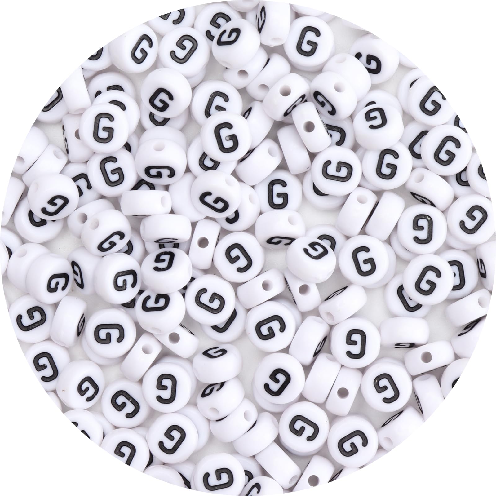 100Pcs 4x7mm White Round Acrylic Alphabet Beads - Letter G Beads for Jewelry Making, DIY Bracelets, Necklaces & Keychains - Perfect for Crafting, Scrapbooking & Personalized Gifts