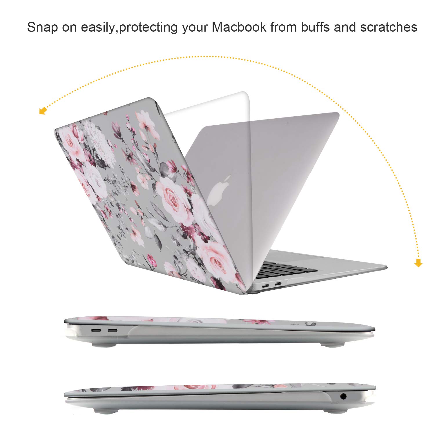 iCasso Hard Plastic Shell Case & Keyboard Cover for MacBook Air 13 Inch (2020 2019 2018 Release A2237 M1/A1932/A2179) with Retina Display & Touch ID - Tea Rose | Protective Laptop Cover for Work, Travel & School