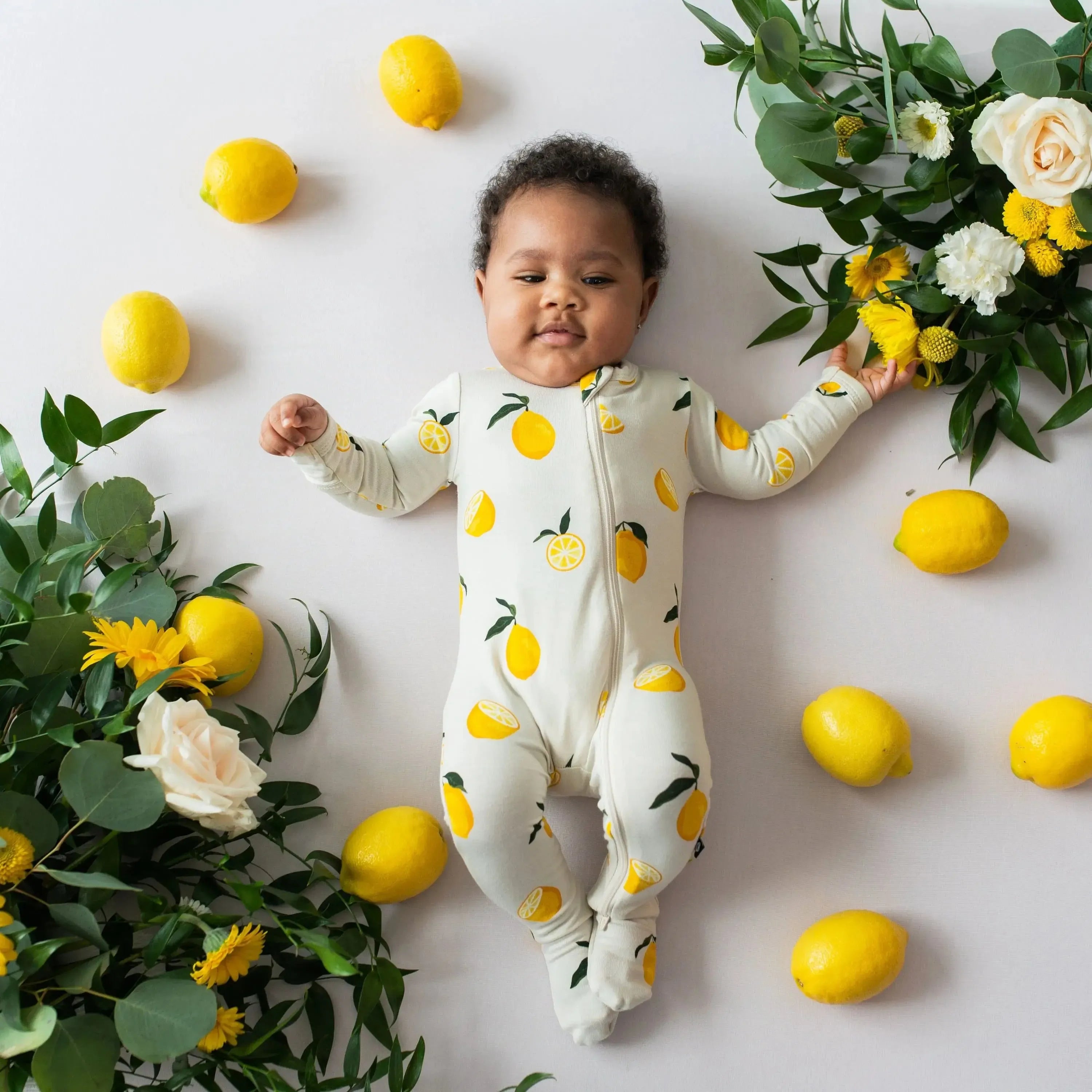 Kyte Baby Zipper Footie Pajamas - Soft Organic Cotton Baby Sleepsuit with Full-Zip, Lemon Print - Perfect for Newborns, Infants & Toddlers - Cozy Sleepwear for Nursery, Bedtime & Lounging