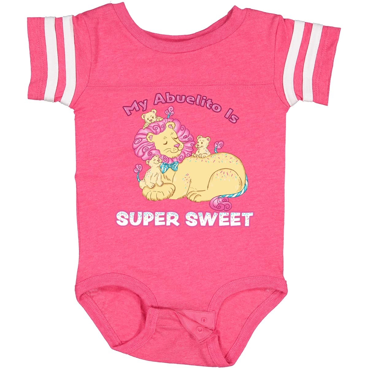 My Abuelito is Super Sweet Cotton Candy Lions Baby Bodysuit - Pink Cute Infant Onesie for Newborns & Toddlers - Perfect for Family Photos, Birthdays & Gifts