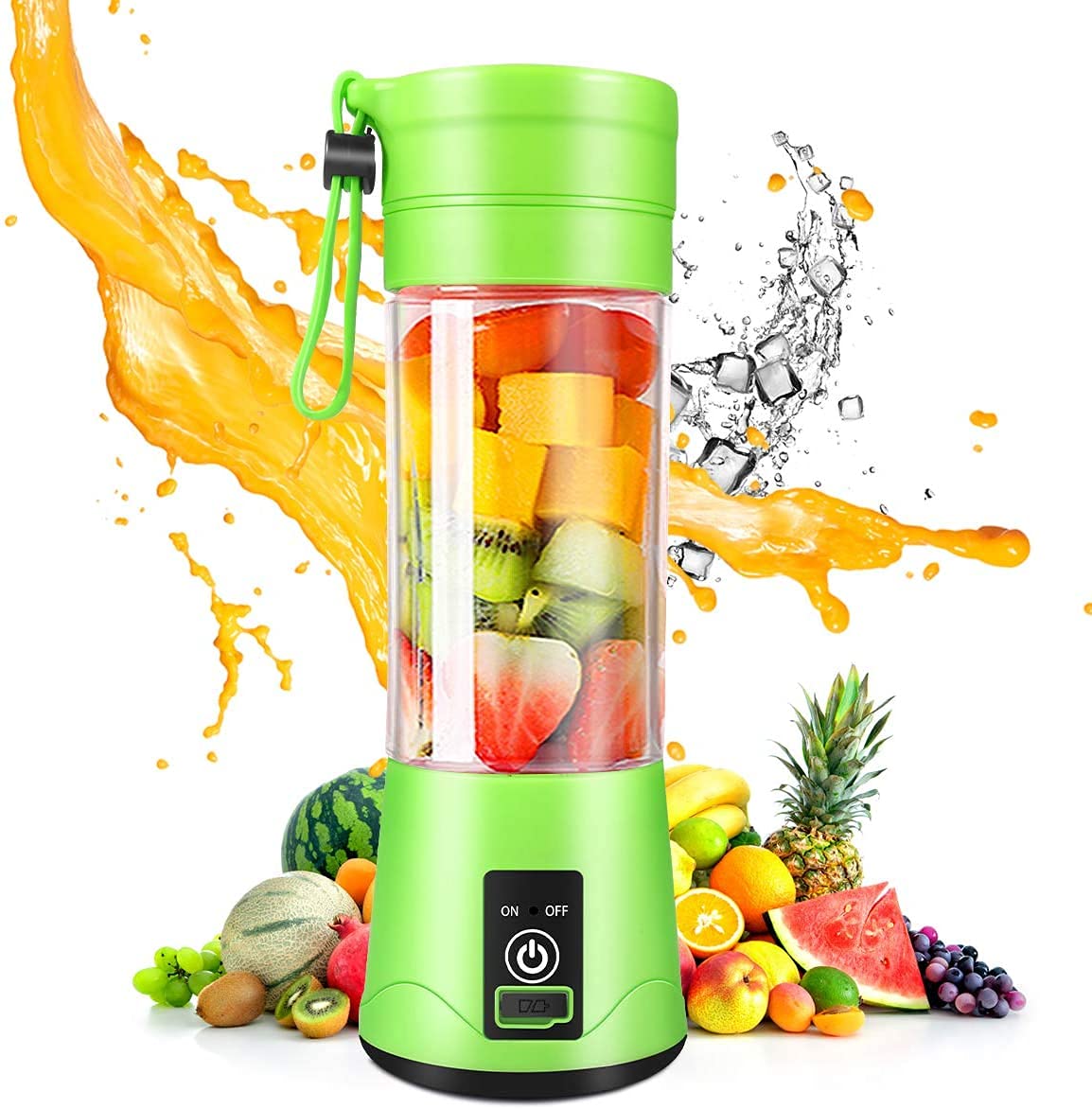 L-Bulice Portable Blender for Smoothies & Shakes - 2000mAh USB Rechargeable Mini Blender with 6 Blades, Juicer Cup - Perfect for Gym, Travel, Camping & Outdoor Activities - Green Personal Blender
