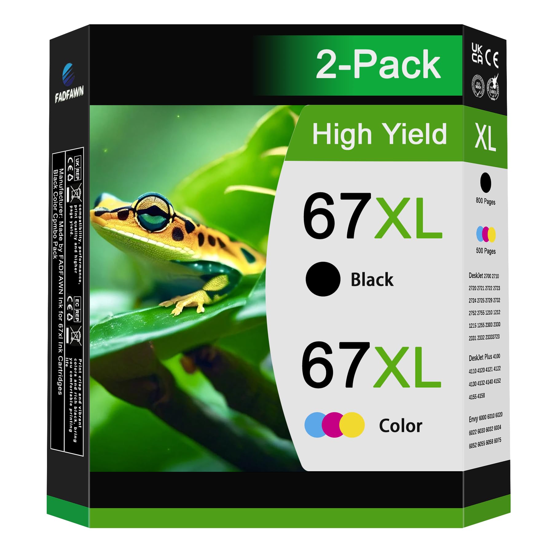 High Yield HP 67XL Ink Cartridge Combo Pack (2-Pack) - Black & Color Replacement for HP DeskJet 2752, 2855e, 4152, 4255e, Envy 6055e, 6455e Printers - Perfect for Home Office Printing, School Projects & Small Business Documents