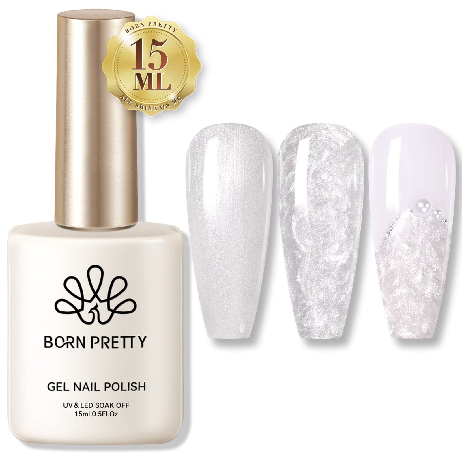Shell Thread Nail Gel - Pearl White 15ml | Professional UV LED Soak Off Gel Polish | Perfect for Nail Art, Manicures & Salon Use
