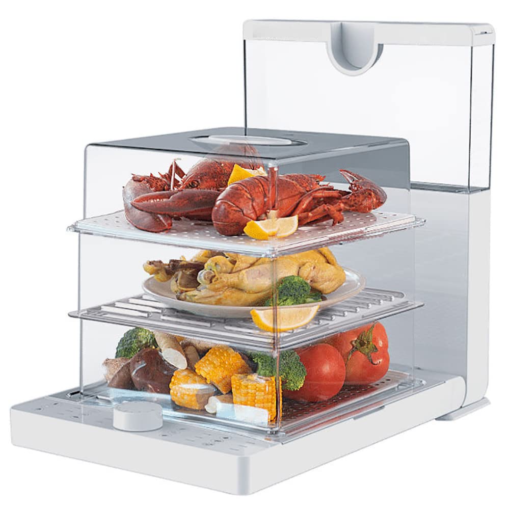1500W Electric 3-Tier Food Steamer - 18.8L Large Capacity Foldable Vegetable & Meat Steamer with 60-Minute Timer | BPA-Free Removable Baskets for Healthy Cooking | Perfect for Steaming Veggies, Fish, Rice & DIY Facial Spa at Home