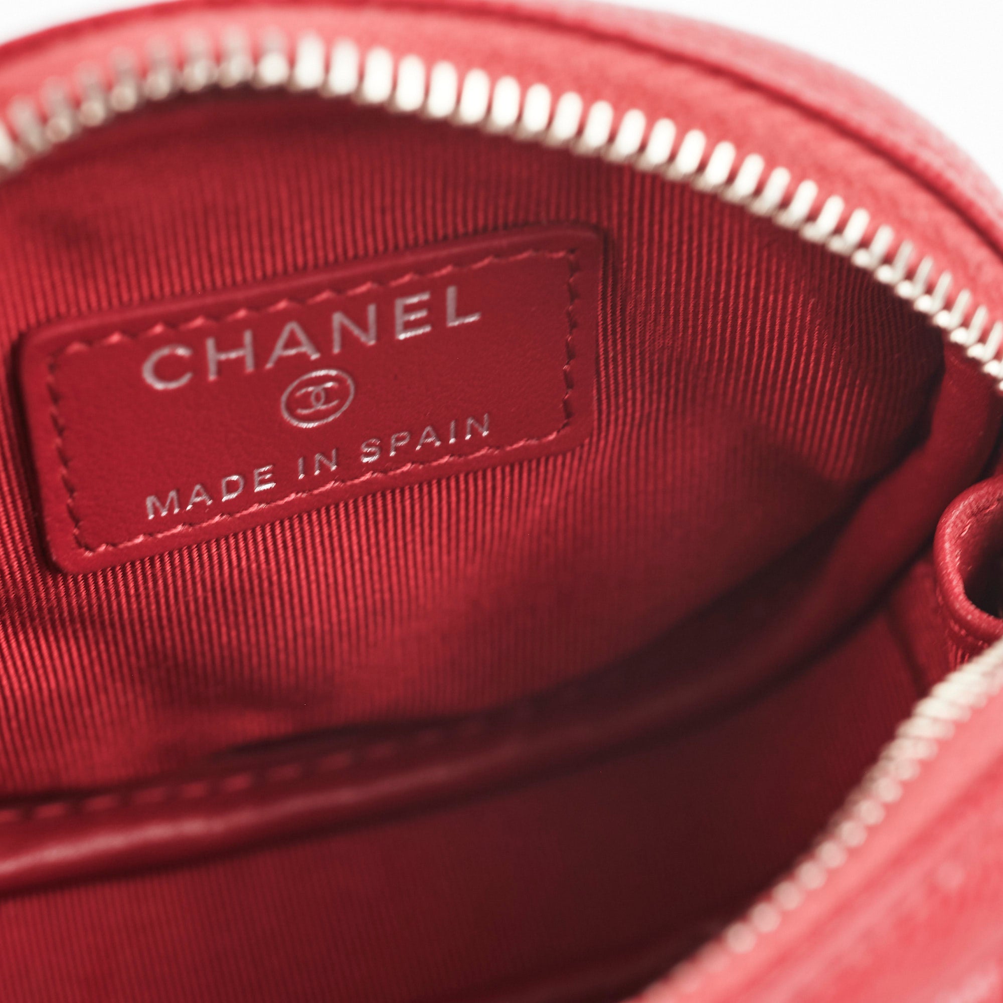 Chanel Round Red Caviar Leather Coin Purse - Luxury Small Wallet for Women - Perfect for Parties, Travel & Everyday Use