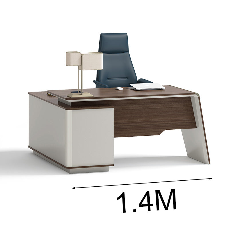 ANDERS Executive Desk with Reversible Return - 1.4M Modern Office Desk in Hazelnut & Beige | Home Office Furniture for Professionals & Remote Workers