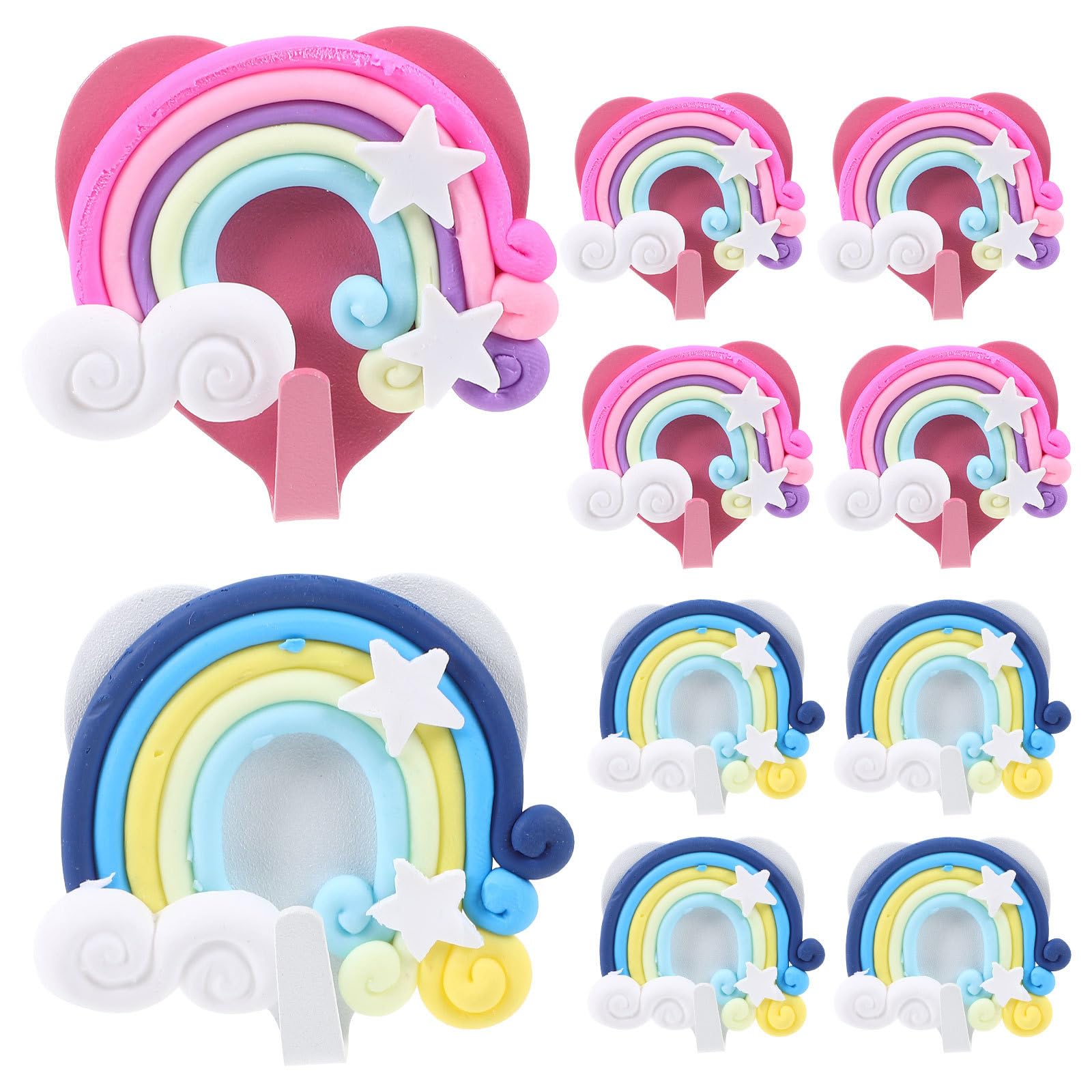 Rainbow Hooks - 10 Pack Heavy Duty Adhesive Wall Hooks for Bathroom, Kitchen, Living Room & RV - Decorative Shower Hooks for Towels, Robes & Organizing - Perfect for Home, Office & Camper Use