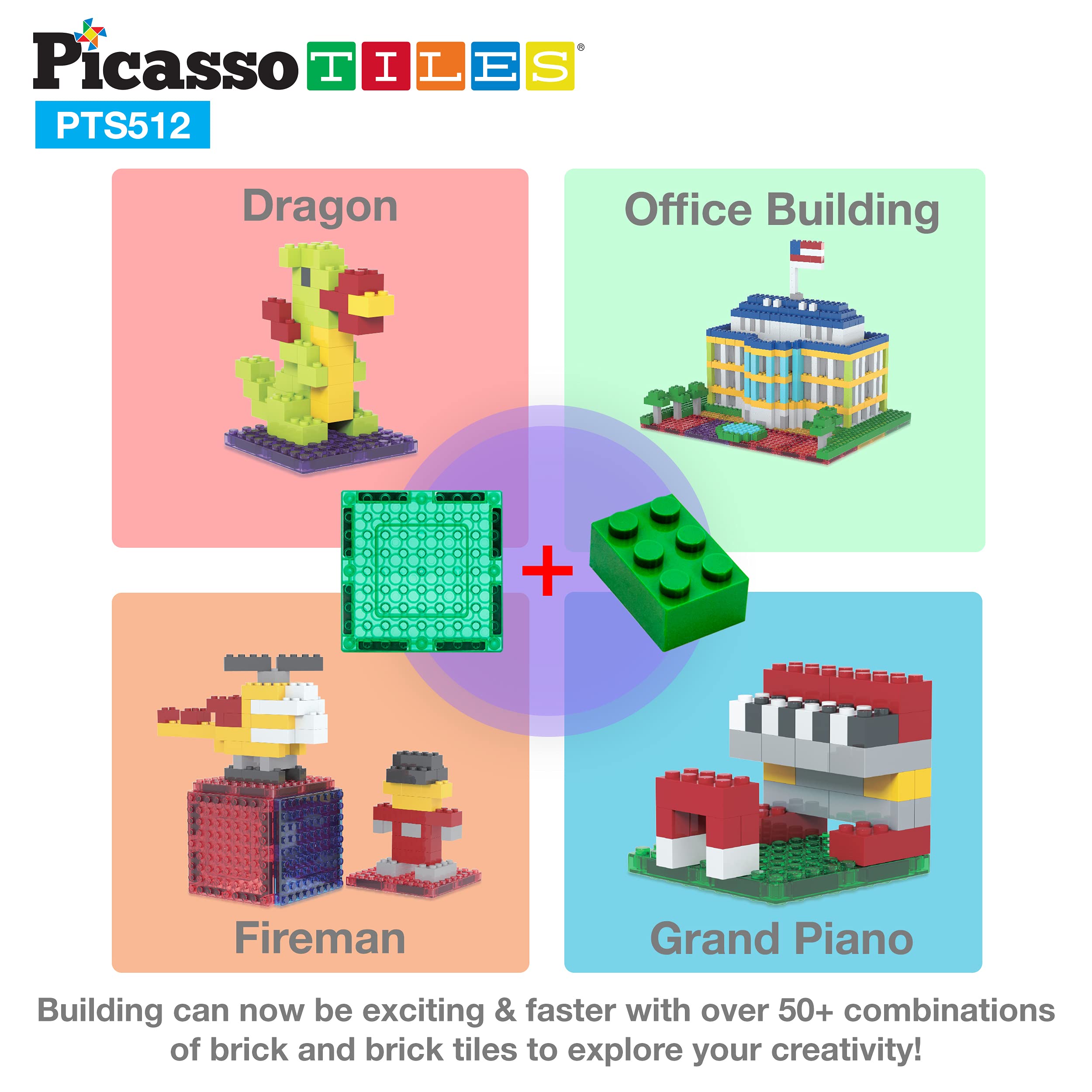 PicassoTiles 512-Piece Magnetic Building Blocks Set - STEM Educational Construction Toys for Kids Ages 3-10 | Creative Learning Playset with Bridges, Hearts & Characters | Develops Fine Motor Skills & Spatial Reasoning | Perfect for Classroom, Homeschooling & Family Game Night | Great Birthday Gifts & STEM Learning Activities | Ideal for Creative Playtime, Preschool Learning & Indoor Family Activities | Fun for Playrooms, Daycare Centers & STEM Classroom Projects