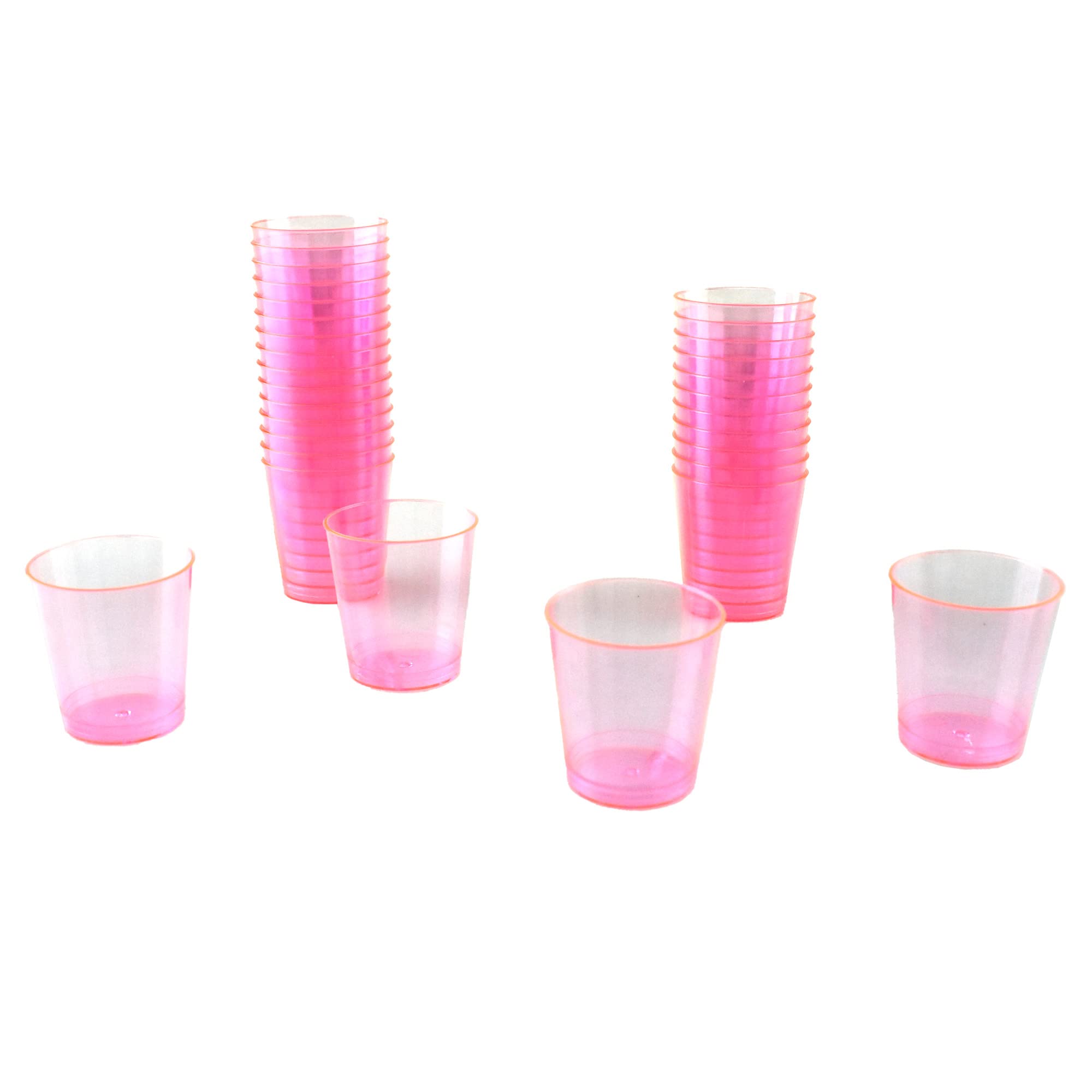 Homeford 1.5-Inch 1-Oz Plastic Shot Glasses (30-Pack) - Clear Fuchsia for Parties, Bars & Outdoor Events - Durable Disposable Drinking Cups for Cocktails, Shots & Beverages