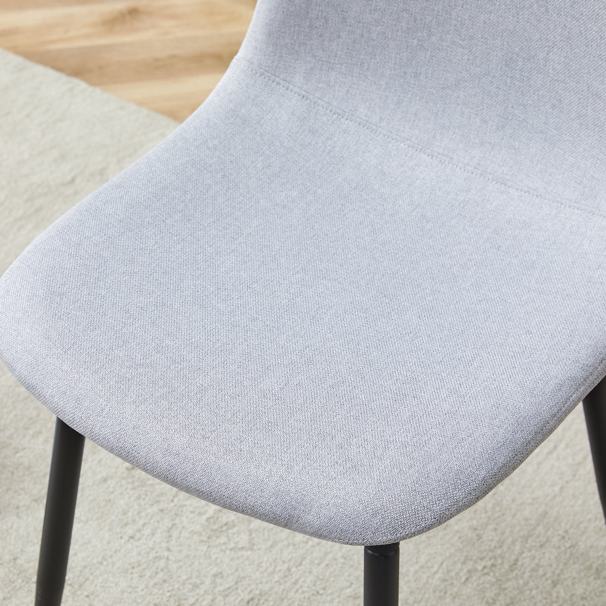 Comfortable Linen Cotton Dining Chair Set of 4 - Light Gray Modern Upholstered Chairs with Integrated Seat & Backrest for Kitchen, Dining Room & Home Decor