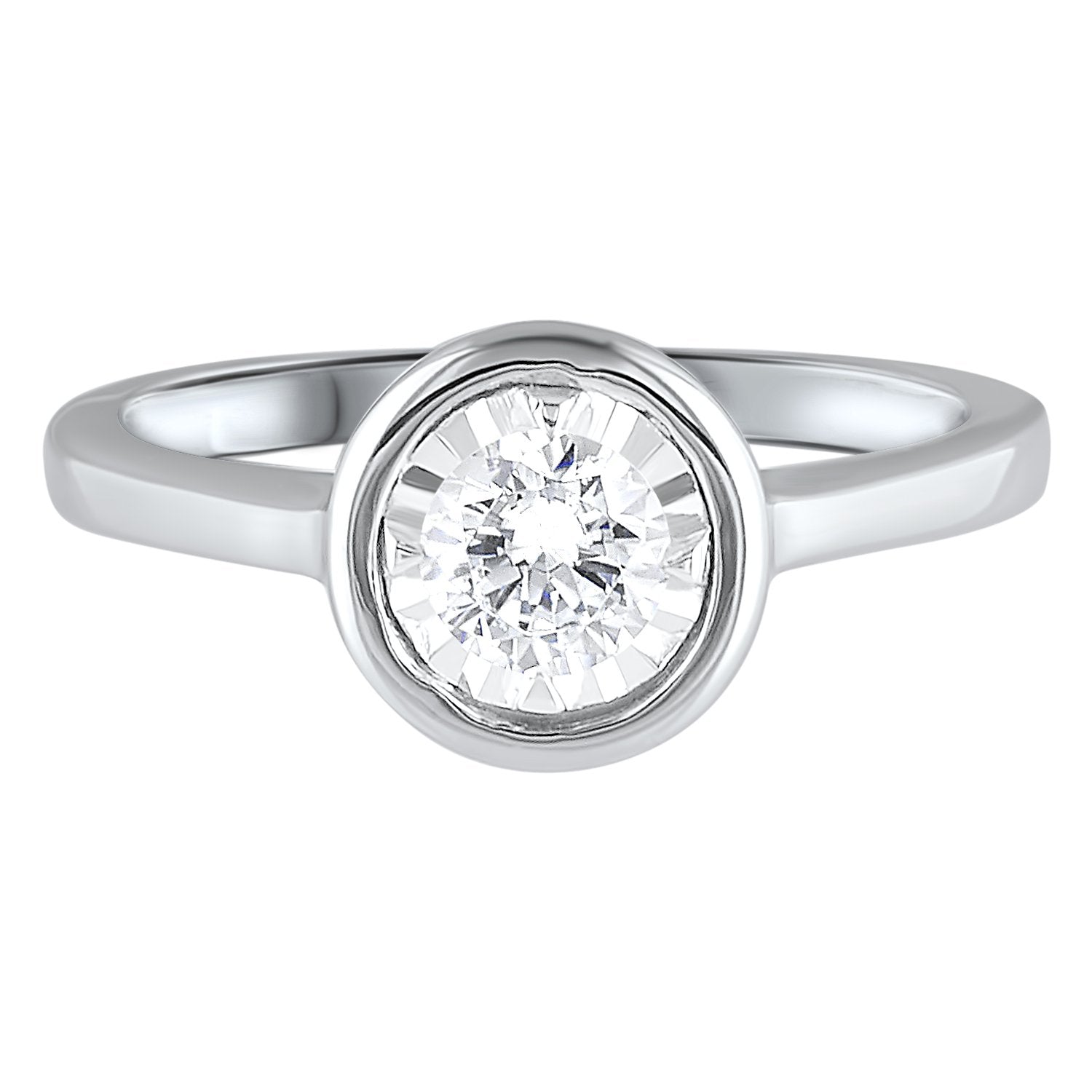 14K Gold Bezel Set Diamond Solitaire Ring for Women - Elegant Wedding, Engagement & Anniversary Jewelry Gift