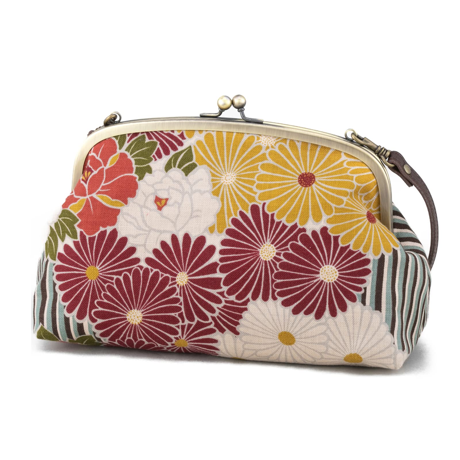 Vintage Japanese Kiss Lock Clutch Purse - Elegant Crossbody & Shoulder Handbag for Women | Evening Party, Wedding, Date Night Accessory