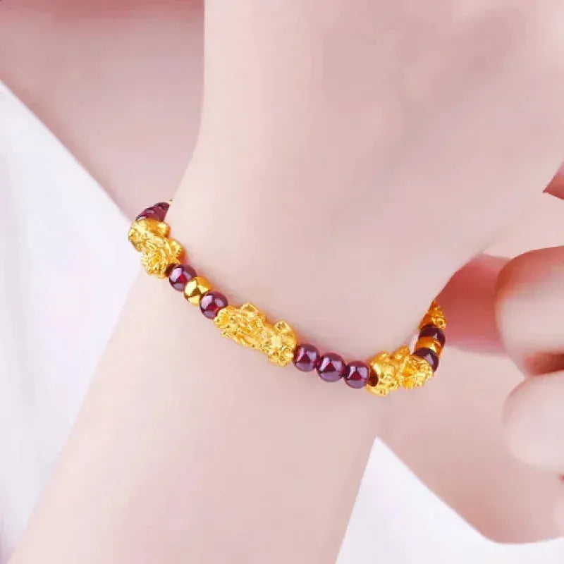 24K Solid Gold Bracelet - 999 Pure Gold AU750 Lucky Brave Jewelry Gift for Men & Women | Elegant & Durable Real Gold Chain for Weddings, Anniversaries & Special Occasions