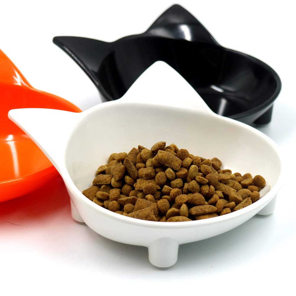 Non-Slip Cat & Dog Food Bowl with Cute Ears Design - Pet Feeding Dish for Kittens & Puppies - Perfect for Home, Travel and Outdoor Use - Black