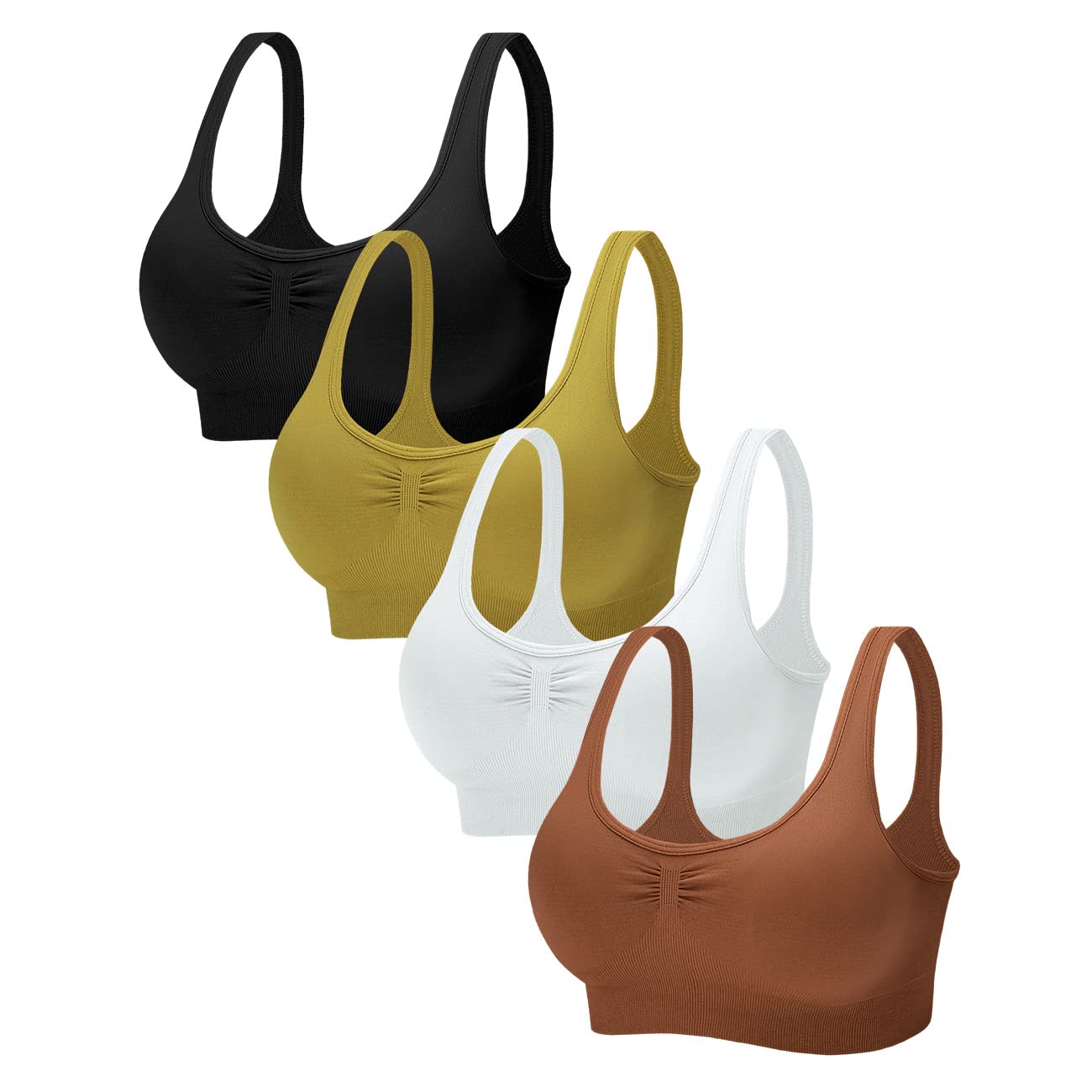 Eleplus 4 Pack Women's Wireless Seamless Padded Bralettes - Comfortable Sleep Bras, Lounge Bras for Everyday Wear - Perfect for Sleeping, Yoga, and Relaxing at Home