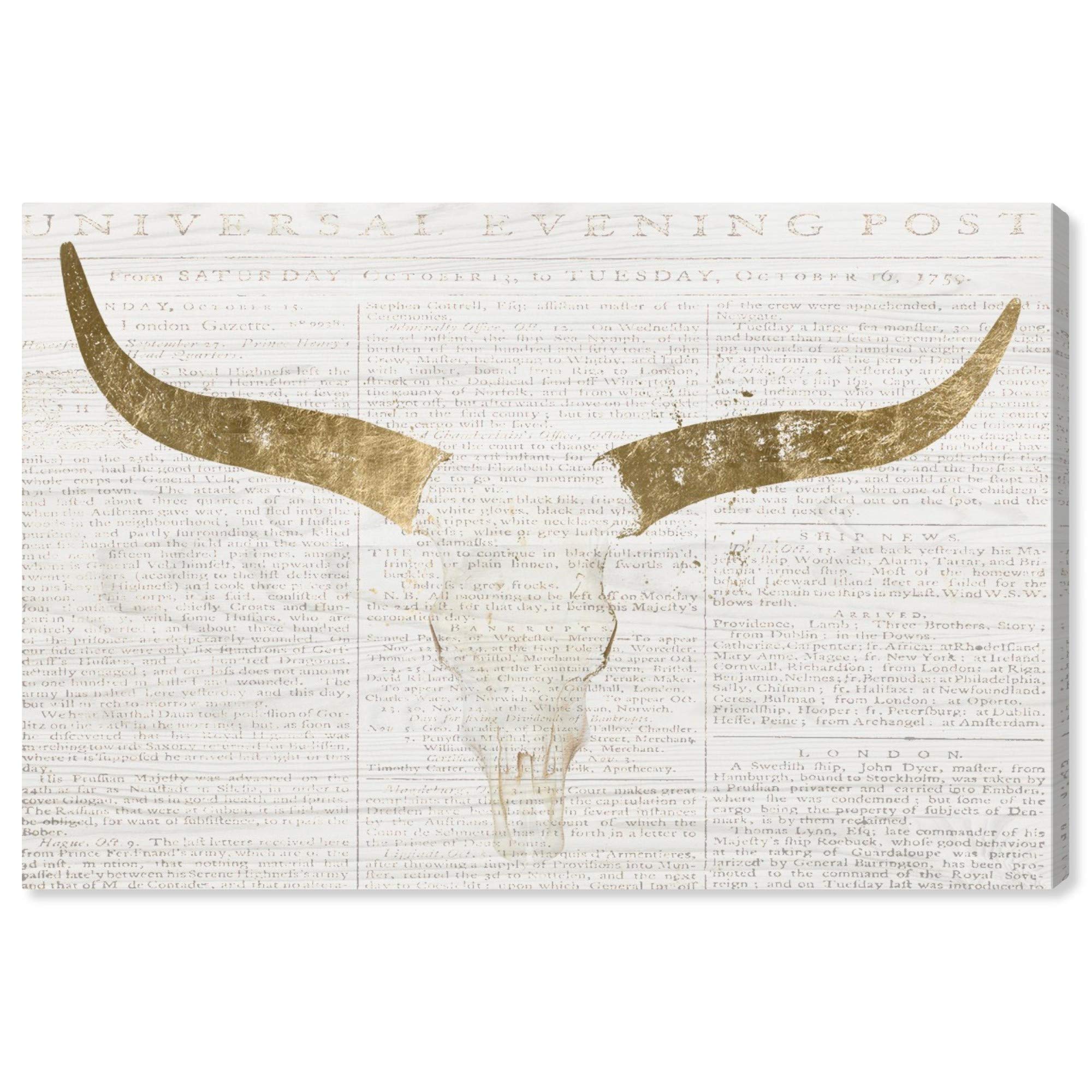 Oliver Gal Artist Co. Evening Desert Skull Wall Art Canvas Print - 36x24 Inches Gold & White Animal Home Decor - Perfect for Living Room, Bedroom & Office Wall Decor