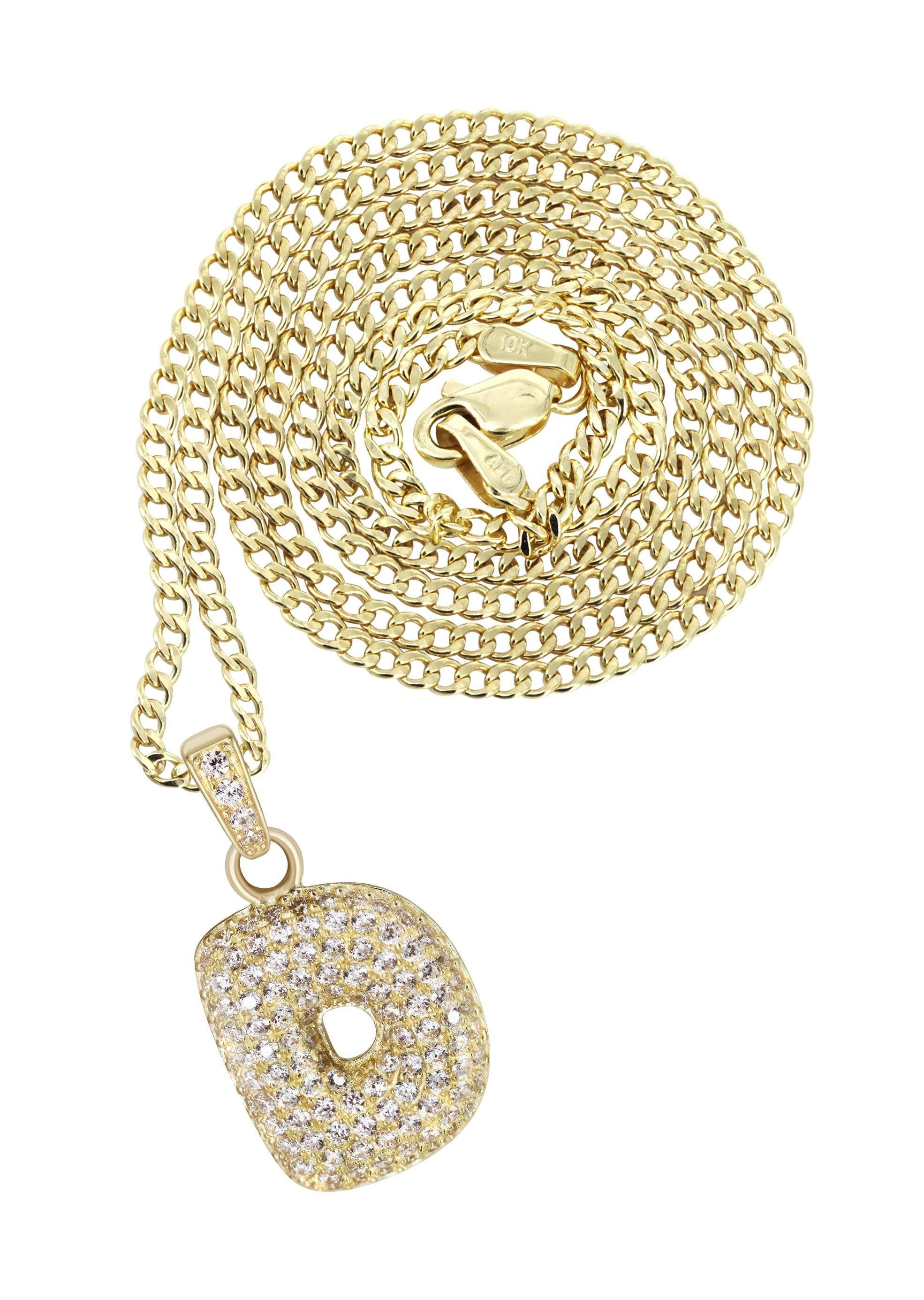 10K Yellow Gold Bubble Letter D CZ Necklace for Women - 4.6 Grams Dainty Initial Pendant Jewelry - Perfect Gift for Birthday, Anniversary & Valentine's Day
