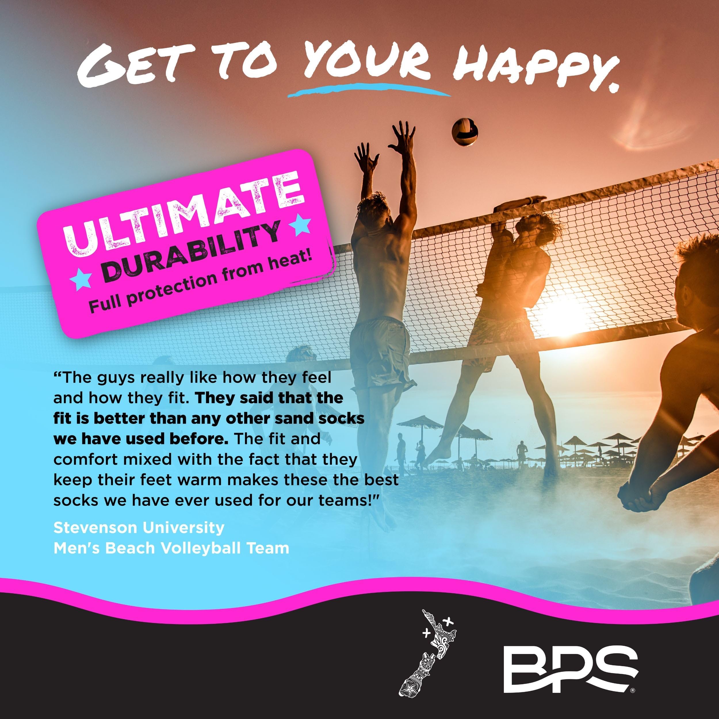 BPS New Zealand 'Feet First' Beach Volleyball Soccer Sand Socks - Flexible Kevlar Sole Water Shoes for Men & Women - Perfect for Beach Sports, Water Activities & Outdoor Adventures